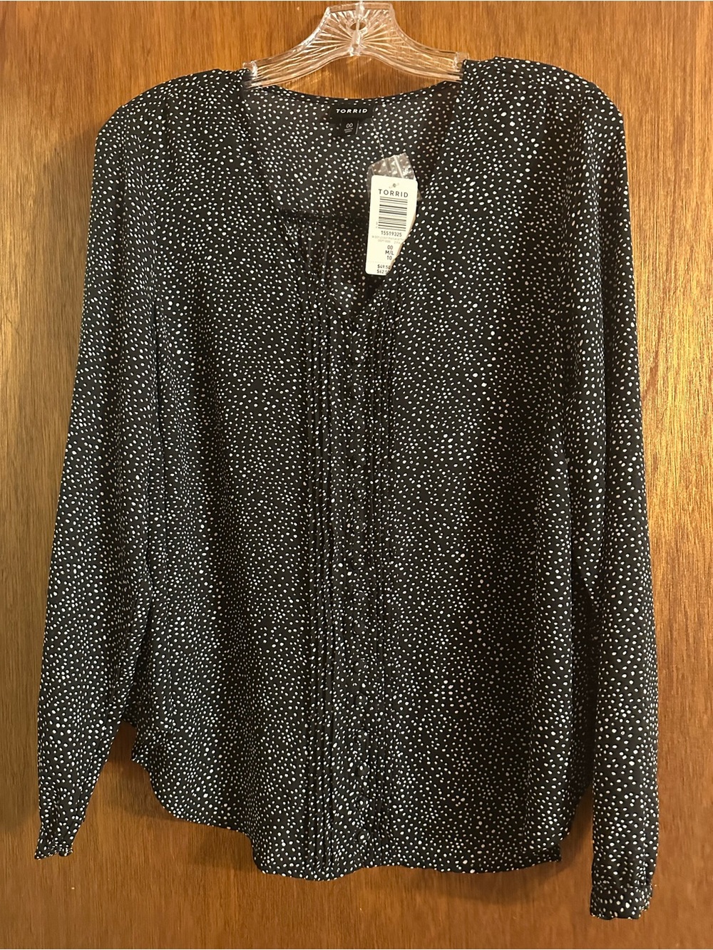 torrid Black with White Dot Button-Up Blouse - Picture 1 of 2